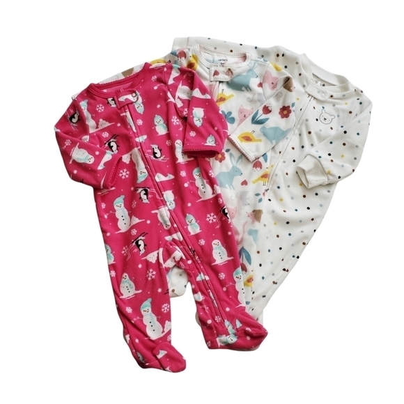 Carter's Other - Carter's 3-Pack Girls Fleece Zip Footie Winter‎ Pajamas